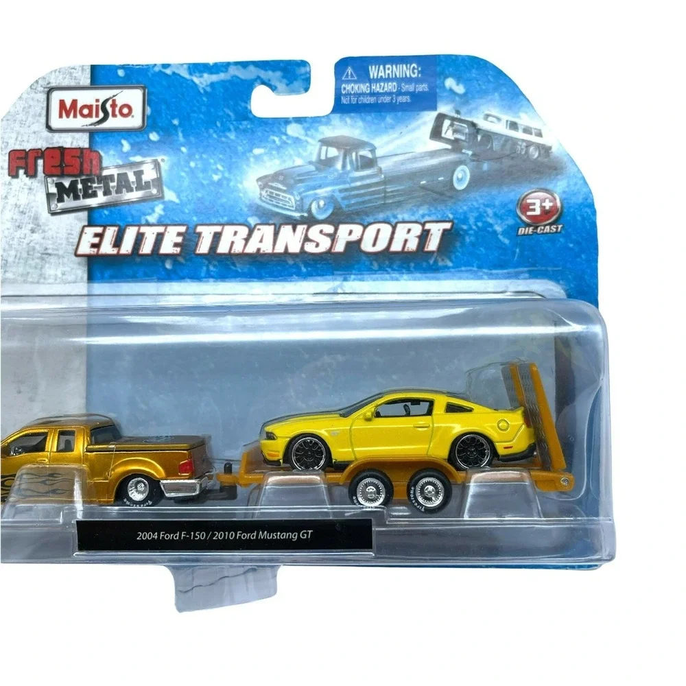 Maisto Transport 2004 Ford F-150 Pickup Truck‎ 2010 Ford Mustang GT Trailer 1/64